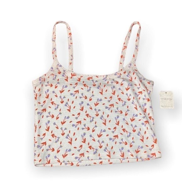 Free people tan/orange one of the girls cami floral print crop top size Large - Picture 3 of 13